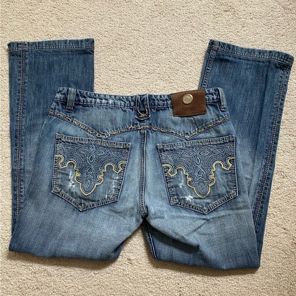 Antik Denim Blue Bootcut Jeans with Gold Accents - Picture 1 of 8